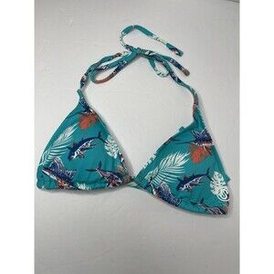 Scales Women's Small Swim Top Blue Marlin Mahi Triangle Halter Tropical Slam
